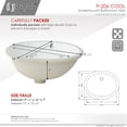 thumbnail image 4 of Stylish Undermount 19.5"W x 16"D White Porcelain Oval Bathroom Sink with 2 Overflow Rings P-206, 4 of 12