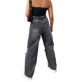 thumbnail image 2 of Wangsaura Ladies Korean Wide Leg Jeans Fashion Irregular Lapel High Waist, 2 of 10