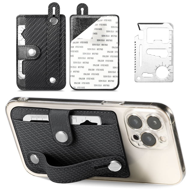 RKSTN Holder Holder Multifunctional Sticky Mobile Wallet Card Holder, Back Sticker Card Holder, Black Home Storage