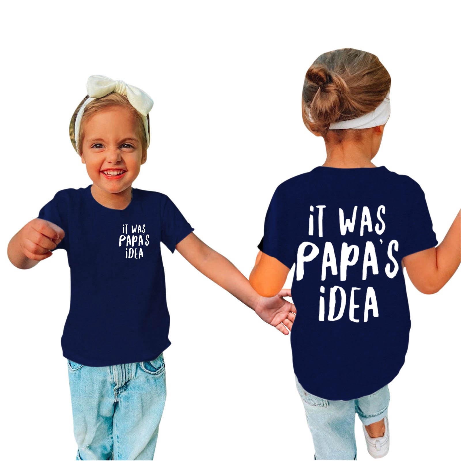Aboser Idée de PAPA T-Shirts pour Enfants pour Filles de 3 à 14 Ans T-Shirts à Manches Courtes pour Tout-Petits Garçons Coton Blouses Graphiques Décontractées Col Rond Hauts d'Été T-Shirt