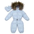 thumbnail image 1 of MAWCLOS Barboteuse Fille à Manches Longues Combinaison à Capuche Combinaison Adorable de Vacances en Molleton Duveteux Justaucorps Bleu Pâle 65cm, 1 of 2