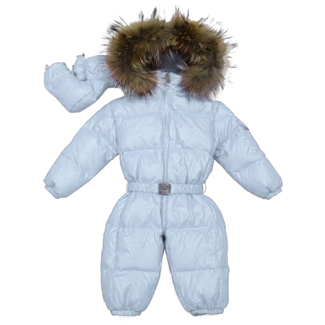 MAWCLOS Barboteuse Fille à Manches Longues Combinaison à Capuche Combinaison Adorable de Vacances en Molleton Duveteux Justaucorps Bleu Pâle 65cm