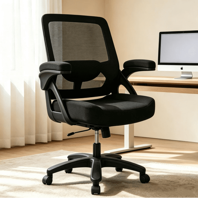 Ergonomic Office Chair with Extra-Thick Seat, 500 lbs Heavy Duty Mesh Office Chair with Lumbar Support and Flip-Up Armrests, Computer Desk Chair for Home Office