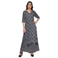 thumbnail image 1 of Moomaya Kurta Imprimée Col en V et Pantalon Palazzo Ensemble Robe Ethnique pour Femmes, 1 of 1