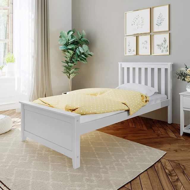 BEDSMART Lit Simple en Bois Massif / Blanc