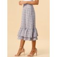 thumbnail image 4 of Unique Bargains Women's Floral Print Elastic Waist Ruffle Hem Midi Skirt, 4 of 6