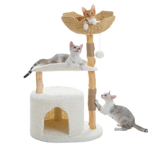 PAWZ Road 38" Tour de l'arbre de chat moderne avec grand condo et bois sisal poste de grattage pour les chats intérieurs