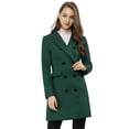 thumbnail image 2 of INSPIRE CHIC Manteau d'Hiver pour Femme à Revers Cranté Trench à Double Boutonnage L Vert, 2 of 4