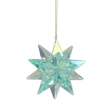 HOLIDAY TIME 3.25 Inch Mint Green Iridescent Star Christmas Ornament, 100% PP Hanging Tree Decor