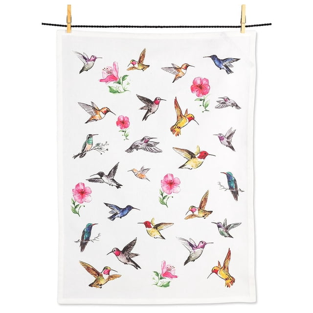 Set of 12 Watercolour Hummingbirds Tea Towel