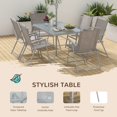 thumbnail image 4 of Outsunny 8 Piece Patio Dining Set w/ Table Umbrella 6 Folding Chairs, Grey, 4 of 10