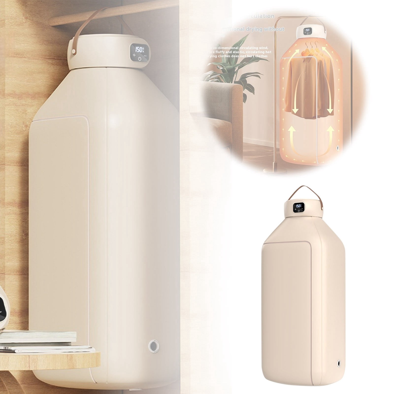 WIFKLSIIPG Portable Clothes Dryer Mini Dryer Machine for Apartment RV Compact Dryer Machine Foldable Clothes Dryer with Timer Intelligent Timing Clothes Dryer for Clothes Underwear Baby(Beige)