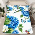 thumbnail image 1 of Spring Flower Bed Sheets Hummingbird Butterfly Full Fitted Sheet,Navy Blue Floral Bed Set Botanical and Animal Themed Bedding Kids Girls Bedroom Decorative,Lightweight 3 Piece, 1 of 4