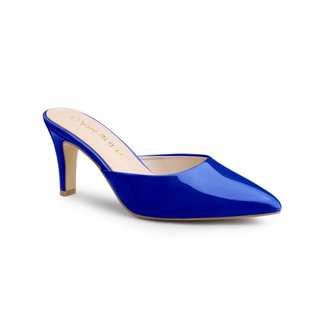 BLISSFUL STEP Mules à Talons Aiguilles à Bout Pointu pour Femmes Bleu Foncé 5,5