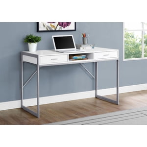 Monarch Specialties Computer Desk, Home Office, Laptop, Storage Drawers, 48"l, Work, Metal, Laminate, White, Grey, Contemporary, Modern