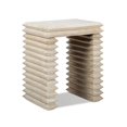 thumbnail image 1 of Veda 20" Stacked Geometric Waterfall Side Table Whitewashed Reclaimed Pine Wood, 1 of 11