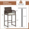 thumbnail image 3 of Costway Patio Bar Stools Set of 2 PE Rattan Bar Height Chairs with Backrests & Armrests, 3 of 9