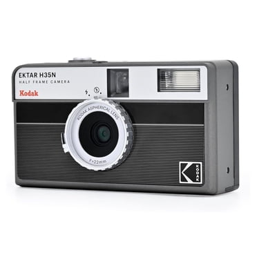 KODAK EKTAR H35N Half Frame Retro Film Camera (Striped Black) Plus a Bonus Microfiber Cleaning Cloth