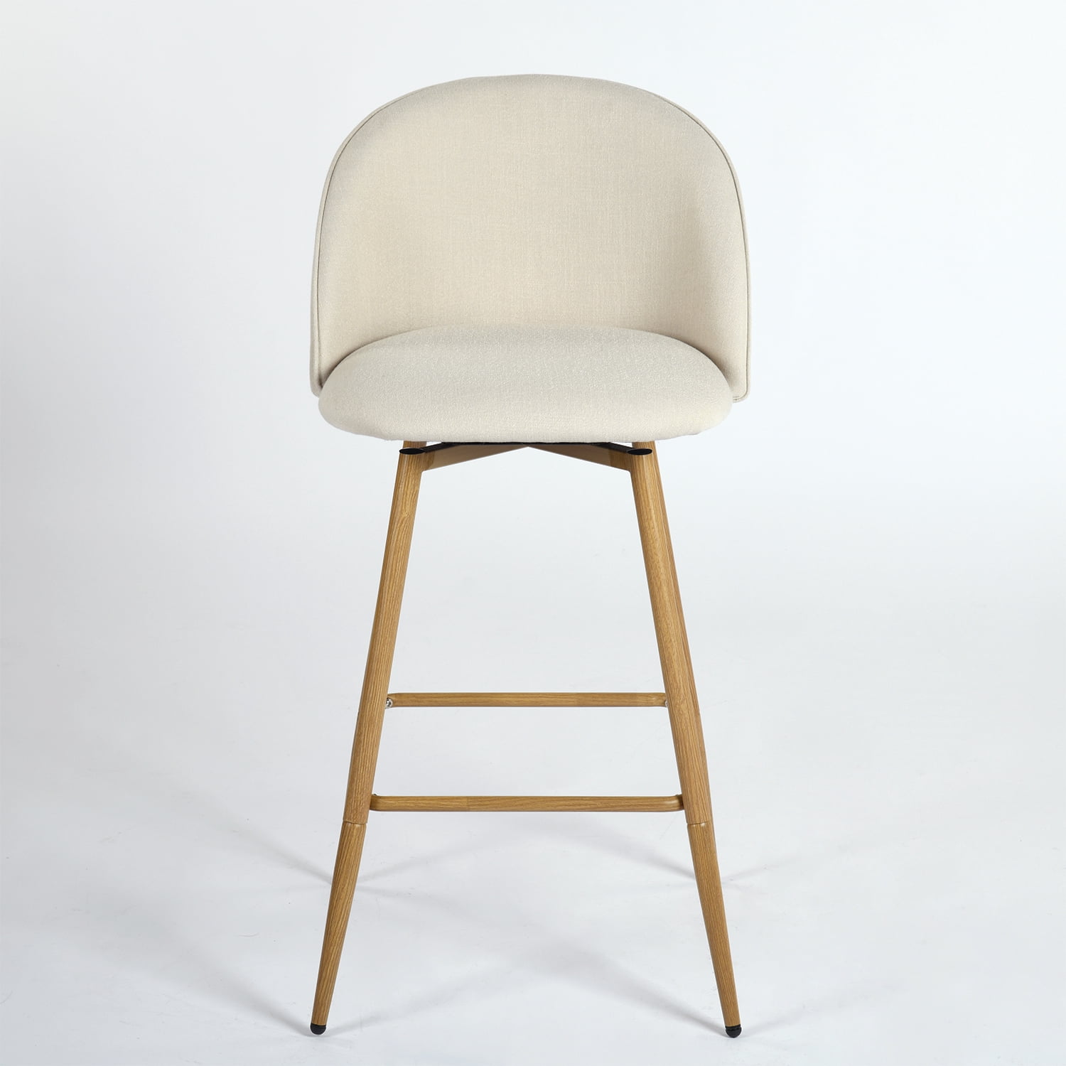 Ensemble de 2 tabourets de bar modernes Homy Casa avec revêtement en tissu et pieds en bois - Hauteur du siège : 66 cm