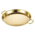 thumbnail image 2 of Hbdhejl Plat de Gril Rond en Acier Inoxydable avec Poignée Assiette de Déjeuner Polyvalente Bord Roulé Plaque de Cuisson pour Dessert Cuit Croustilles Poêles, 2 of 8