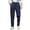 Navy, variant on RXMEKW Elastic Waist Straight Leg Pants for Men with Drawstring, Polyester Casual Trousers for Work and Lounge, Standard Thickness, Black