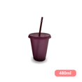 thumbnail image 1 of Mesase Gobelet Réutilisable avec Couvercle et Paille 480 ml Gobelet en Plastique pour Enfants Violet Rouge, 1 of 7