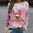 thumbnail image 2 of Femmes Pull Pulls- Pull Drop Épaule Col Rond Manches Longues Noël Tricot Sweat-Shirts Floraux Occasionnels Tops pour L Automne / Printemps / Hiver Rouge L, 2 of 7