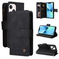 thumbnail image 1 of Case for iPhone 13 Cover Zipper Pocket Wallet Case Magnetic Protective - Black, 1 of 5