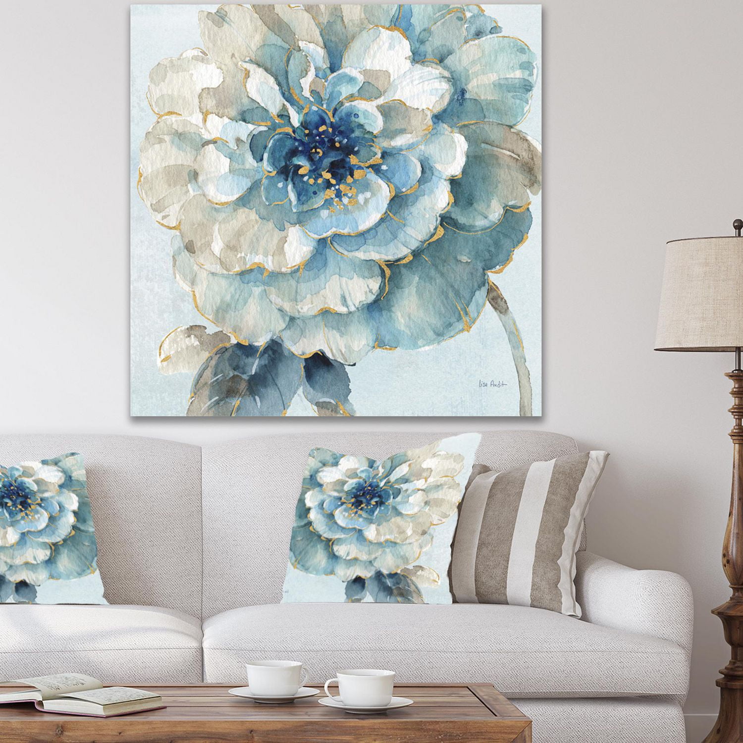 Designart Indigold Aquarelle Fleur II Art mural sur toile
