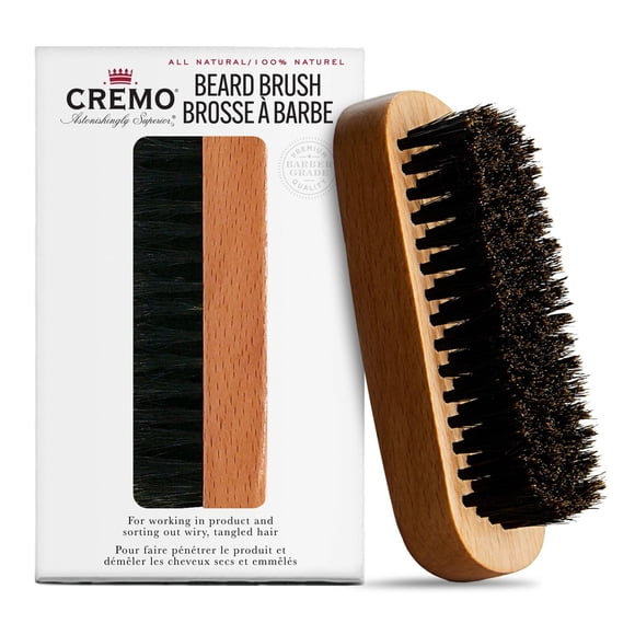 Brosse à barbe Cremo, brosse à barbe 100 % poils de sanglier, idéale pour le soin, la mise en forme et le style des barbes de toutes tailles.