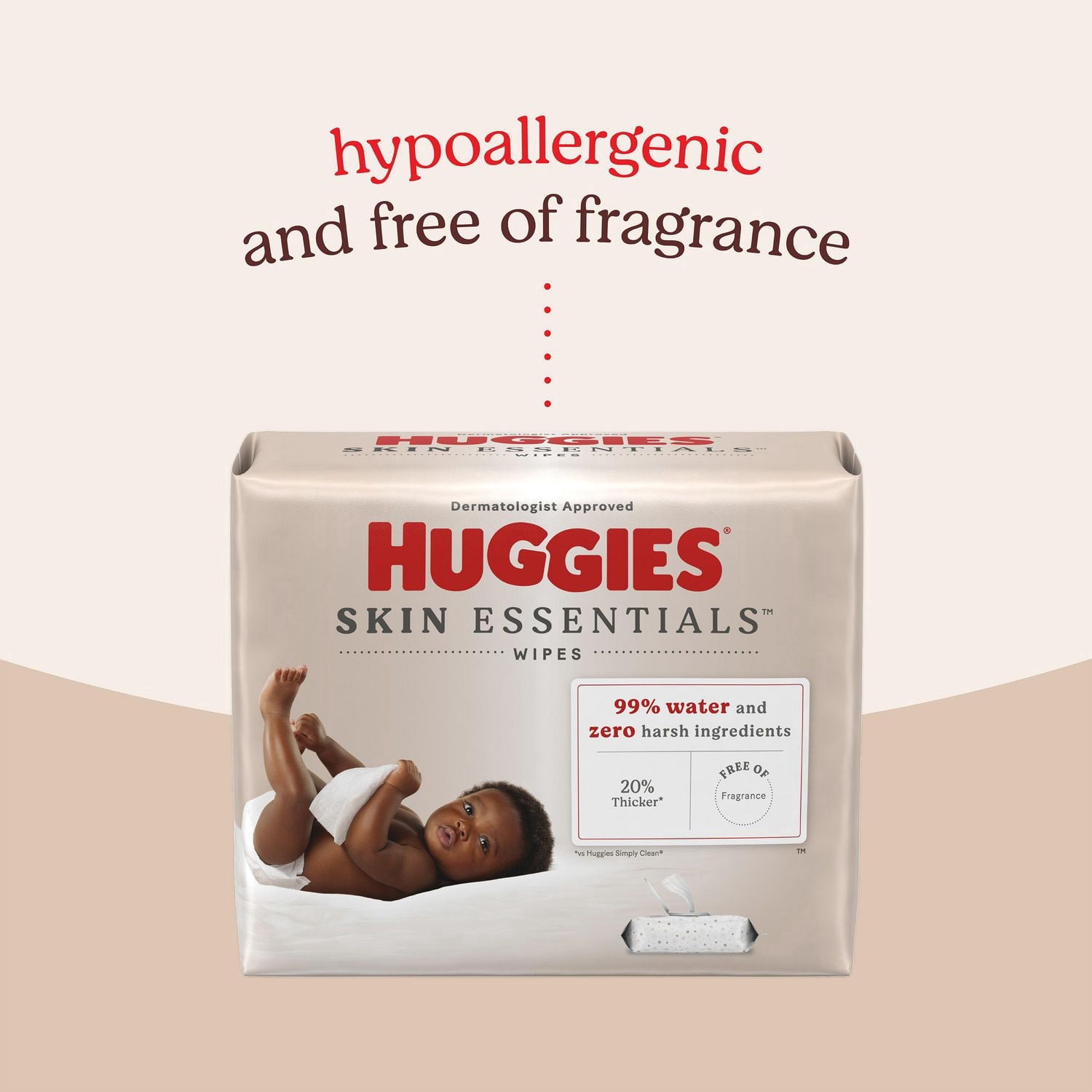 Lingettes pour bébés Huggies Skin Essentials, 2 emballages à couvercle rabattable (112 lingettes)