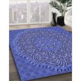 thumbnail image 3 of Ahgly Tapis d'Intérieur Lavable en Machine Carré Transitionnel Bleu Ciel, 5 Pieds Carré, 3 of 7