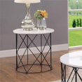 thumbnail image 4 of Furniture of America Borche Table d'Appoint Ronde Industrielle en Bois, Blanche, 4 of 6