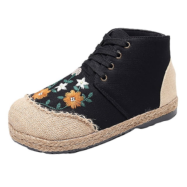 Chaussures Simples Brodées Style Ethnique pour Femmes, Souples, Confortables et Respirantes, Chaussures Rétro