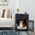 thumbnail image 3 of Costway 2-In-1 Furniture Dog Crate with Drawer Wired & Wireless Charging Side End Table Black, 3 of 10
