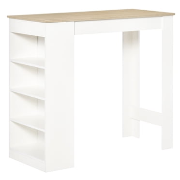 HOMCOM Table de Bar, Table de Pub Haute avec 4 Étagères de Rangement pour Bar à la Maison