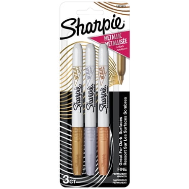 Marqueurs permanents métalliques Sharpie, pointe fine, couleurs assorties, 3 unités