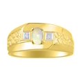 thumbnail image 1 of RYLOS Men's Rings 14K Yellow Gold Classic Nugget 6X4MM Oval Gemstone & Diamond Ring Opal October Birthstone Rings Size 13, 1 of 7