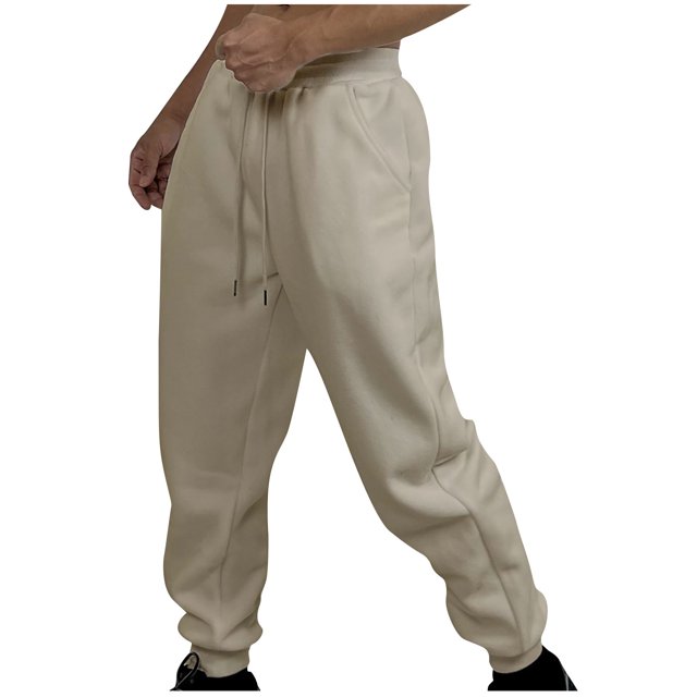 FAIWAD Men's Cargo Fleece Sweatpants Drawstring Stretch Elastic Waist Jogger Solid Color Sports Trousers