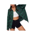 thumbnail image 3 of Women Plaid Flannel Shirt Jacket Button Down Lapel Long Sleeve Shirts Blouse Shacket Cardigan Coats Fall Spring Clothes, 3 of 7
