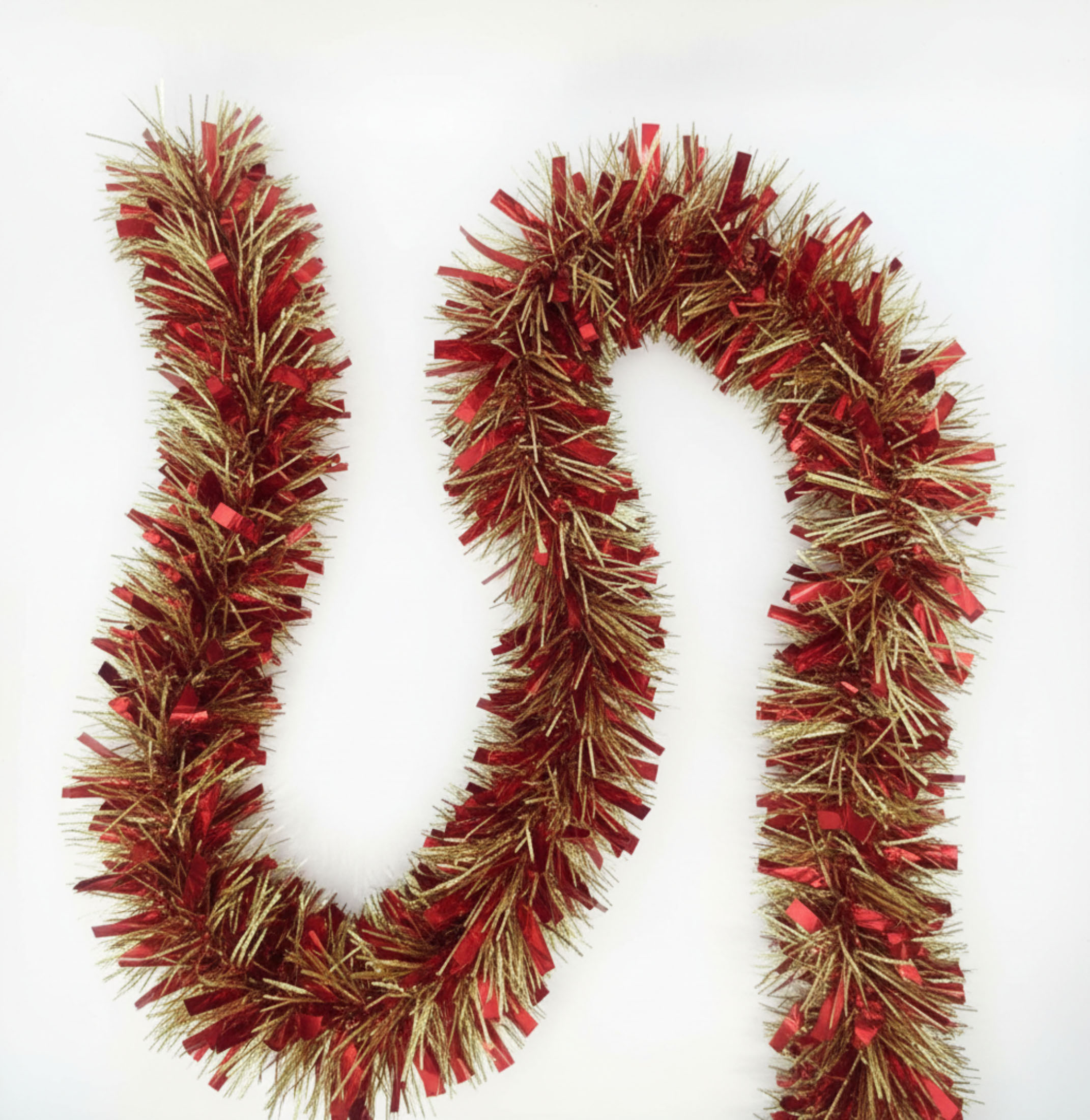 Holiday Time Christmas Red Gold Tinsel Garland 12 Foot
