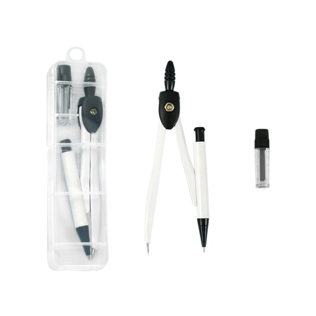 Metal Drawing Compass Set with Adjustable Radius, Precision Gear Mechanism, Ergonomic Non-Slip Grip, and Portable Storage Box