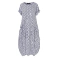 thumbnail image 3 of Robe Blanche Femme Décontractée à Pois Manches Courtes Col Robe Maxi, 3 of 5