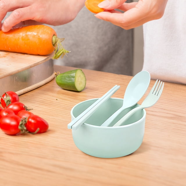 Complete 4-Piece Tableware Set with Bowl, Spoon, Fork & Chopsticks – Dishwasher Safe for Easy Cleanup