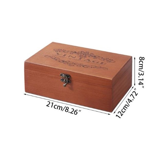 Boîte de Rangement Rétro en Bois Souvenir Lettre Coffre au Trésor Verrouillable m
