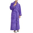 thumbnail image 2 of Horkkom Robe for Men Winter Fleece Fuzzy Bathrobe Warm Tie Solid Color House Coat with Pockets M, Gifts for Men, 2 of 8