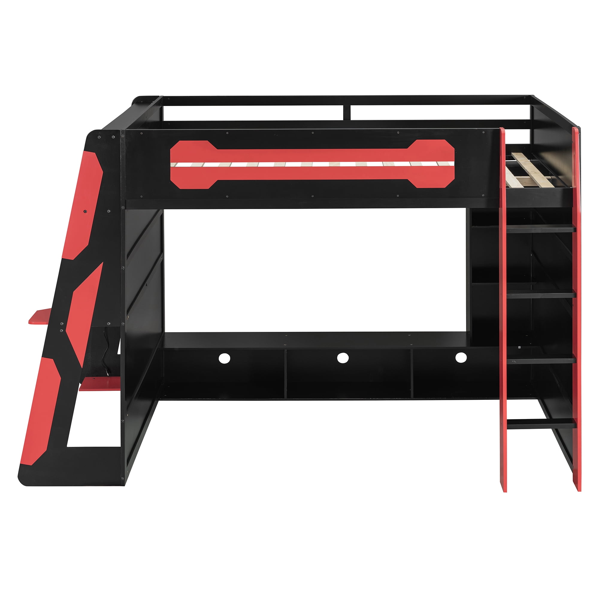 Lit mezzanine en bois Noble House avec bureau, rouge