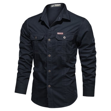 Ketyyh-chn99 Linen Shirt Men Fall Clothes Men's Long Sleeve Outdoor Cotton Washed Shirt Plus Sizes Shirts Blue,4XL