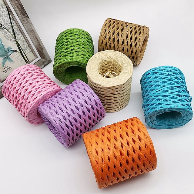 1 Rouleau Raffia Yarn Décoratif Largement Appliqué Emballage Cadeau Fil de Papier d'Emballage en Paille de Raphia pour Bricolage