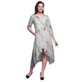 thumbnail image 1 of Bimba Robe Mi-Longue Classique en Coton à Manches Courtes Imprimée de Fleurs Blanches et d'Oiseaux Bulbes avec Poches, Coupe Droite Asymétrique - XX-Grand, 1 of 1